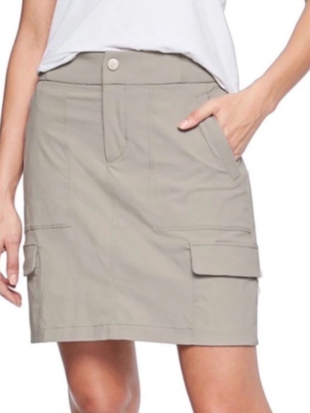 Athleta Trekkie Gray Cargo Skort Stretch Ripstop Gorpcore Skirt